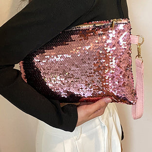 Sequin Clutch with Wrist Strap