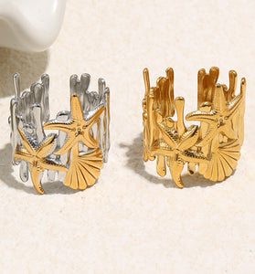 Starfish Coral-Inspired Open Cuff Bracelet