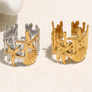 Starfish Coral-Inspired Open Cuff Bracelet