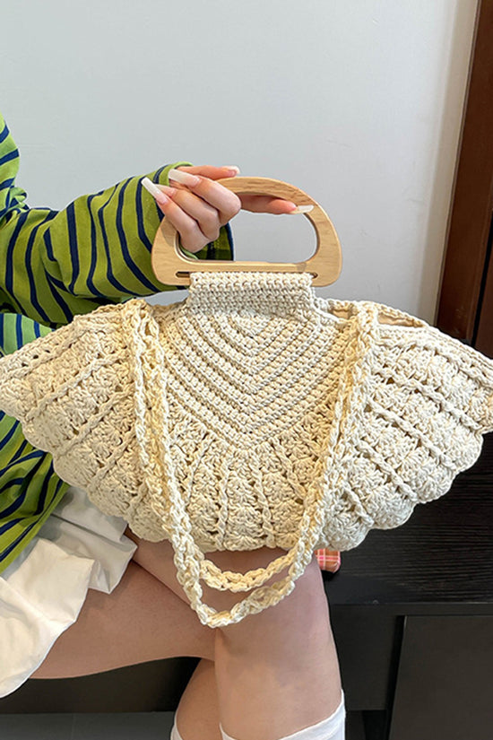 Handcrafted Knit Wooden Handle Bag
