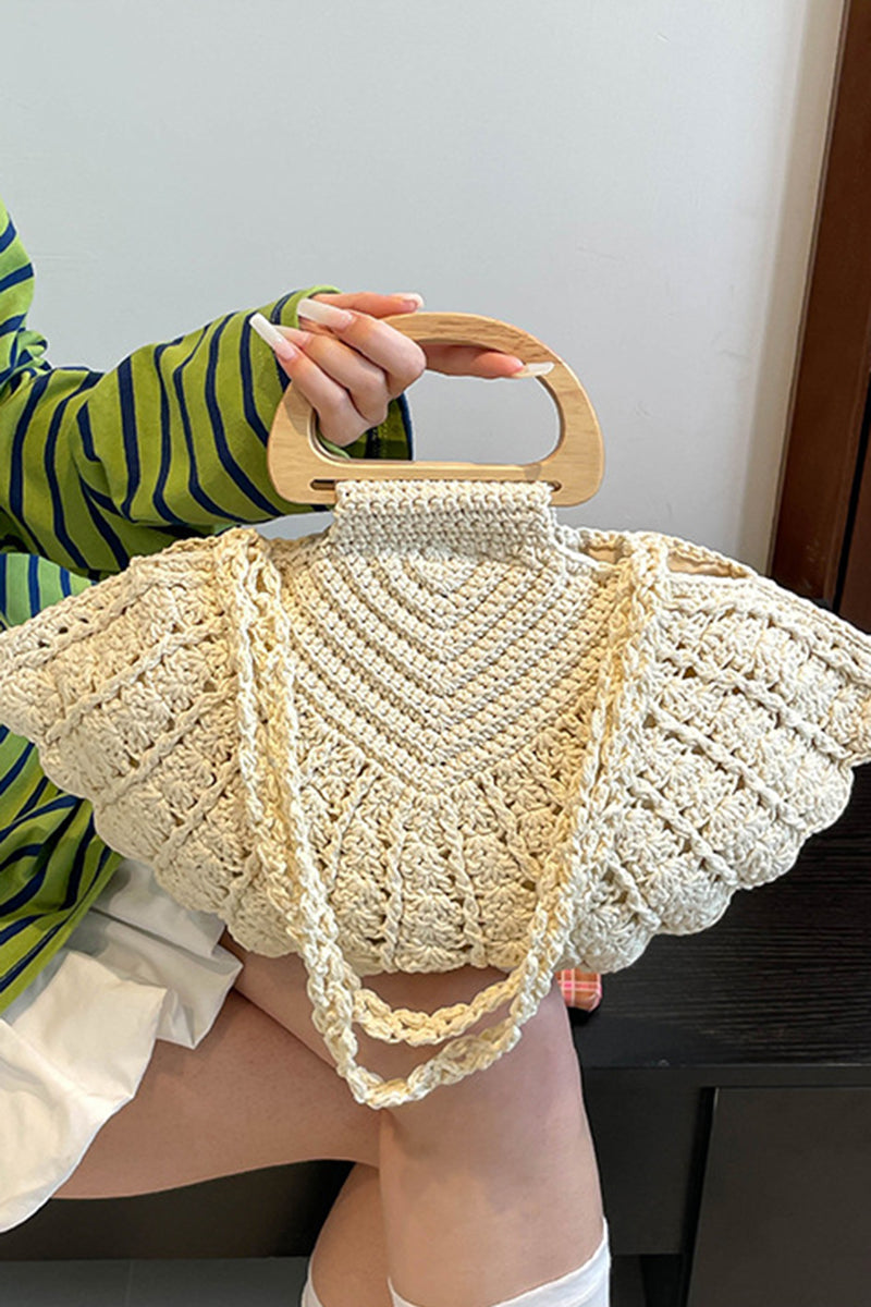 Handcrafted Knit Wooden Handle Bag