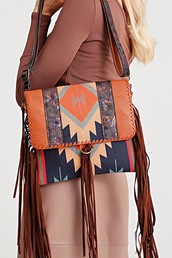 Geometric Fringe Crossbody Bag