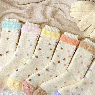 Cozy Polka Dot Knit Socks