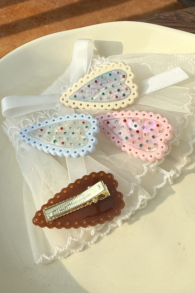 Heart-Shaped Gem Hair Clip