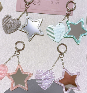 Star and Heart Mirror Keychain