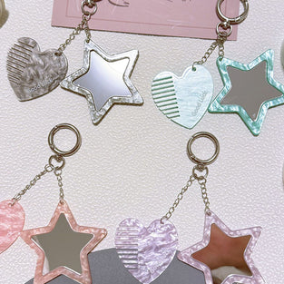 Star and Heart Mirror Keychain