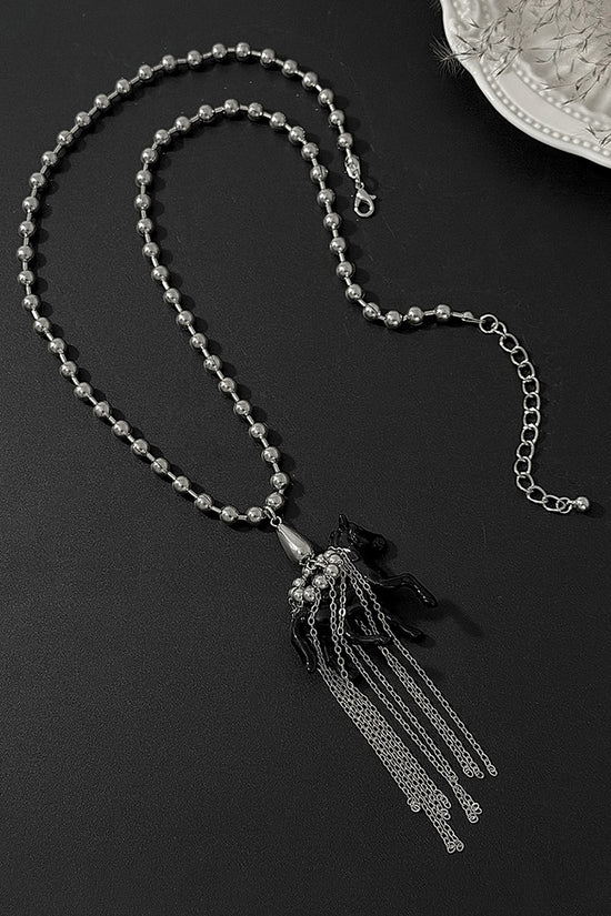 Elegant Beaded Horse Pendant Necklace