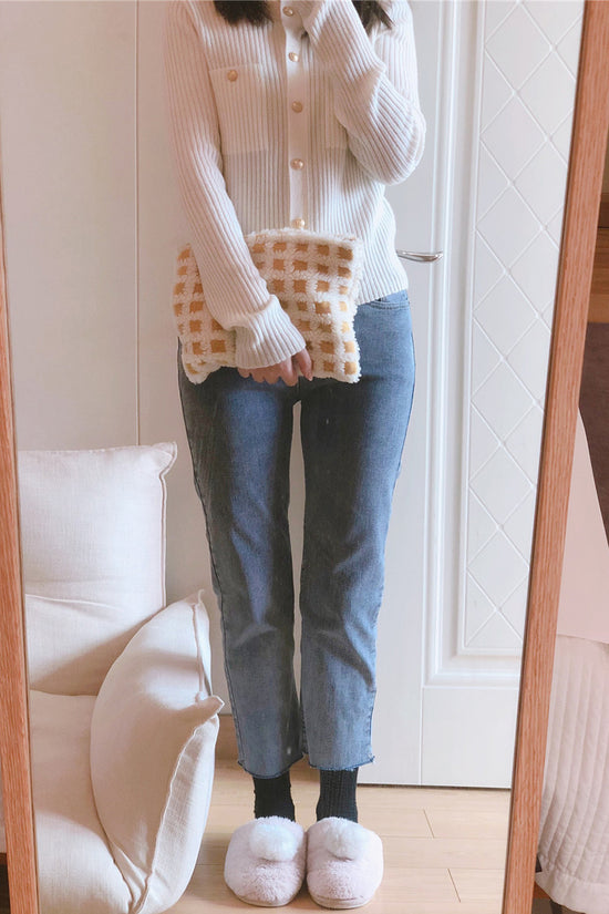 Textured Checkered Clutch Bag