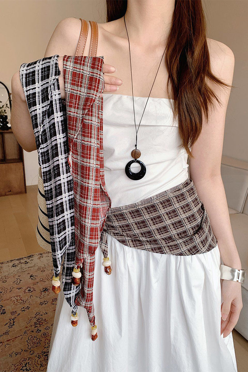 Chic Plaid Waist Tie Accessory