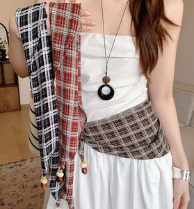 Chic Plaid Waist Tie Accessory