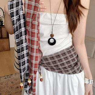 Chic Plaid Waist Tie Accessory