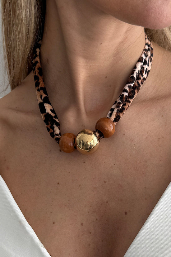 Beaded Leopard Choker Necklace