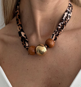 Beaded Leopard Choker Necklace