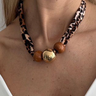 Beaded Leopard Choker Necklace