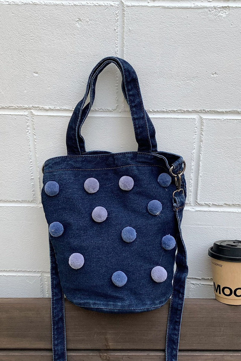 Pom-Pom Accent Tote Bag