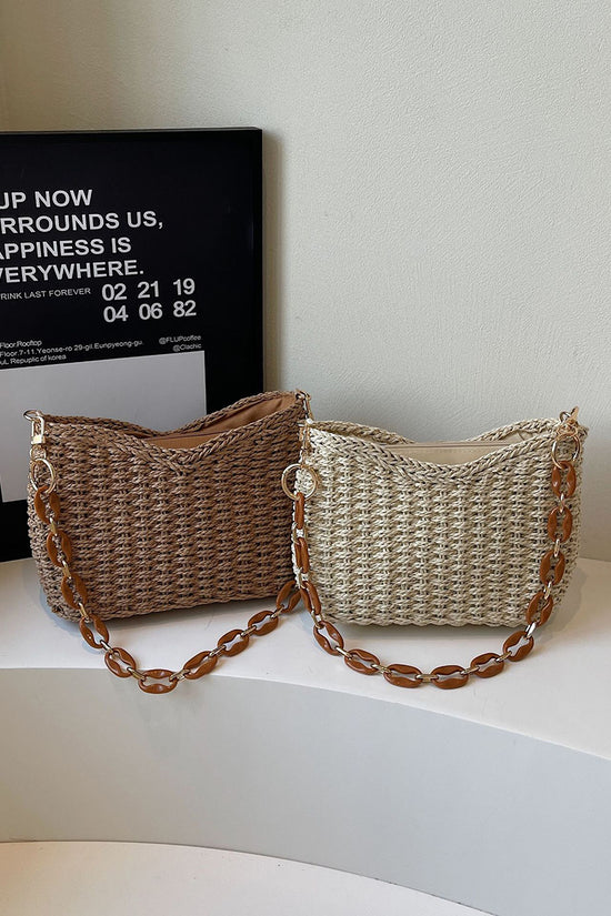 Woven Chain Strap Shoulder Bag