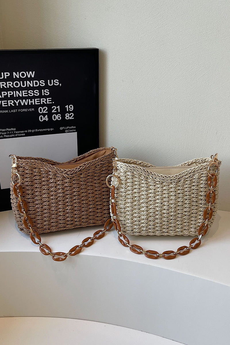 Woven Chain Strap Shoulder Bag