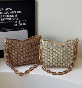 Woven Chain Strap Shoulder Bag