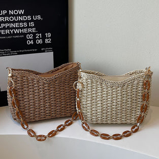 Woven Chain Strap Shoulder Bag