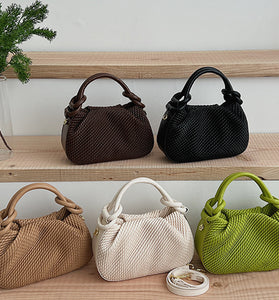 Knotted Handle Woven Texture Handbag