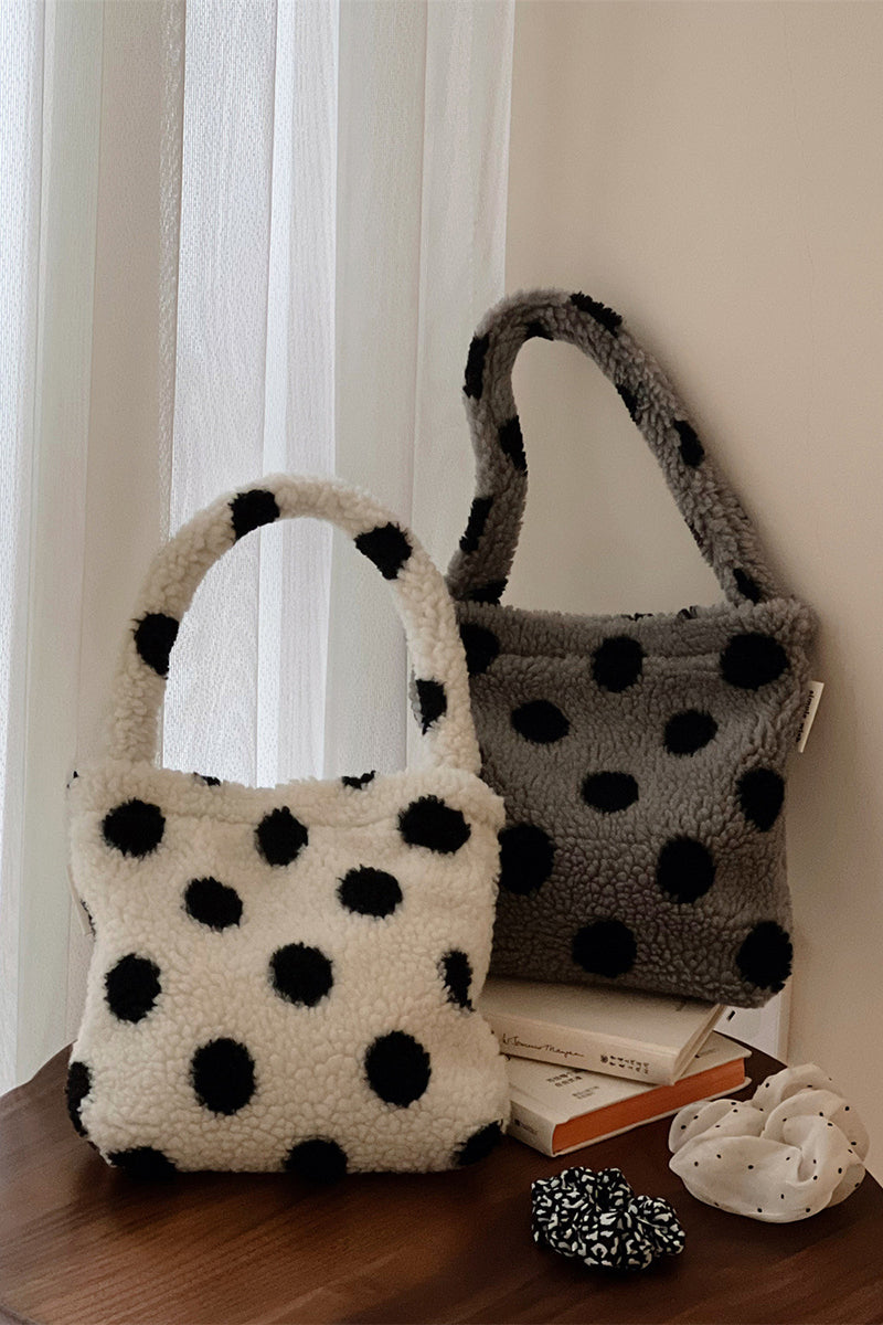 Polka Dot Fluffy Handle Bag