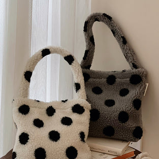 Polka Dot Fluffy Handle Bag