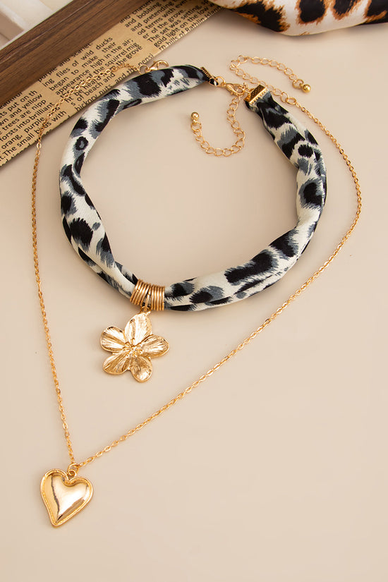Heart Floral Charm Necklace