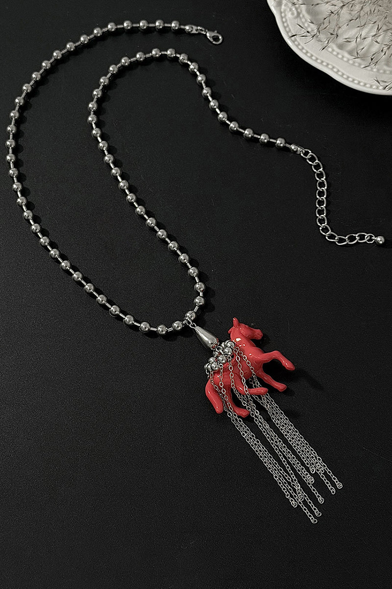 Elegant Beaded Horse Pendant Necklace
