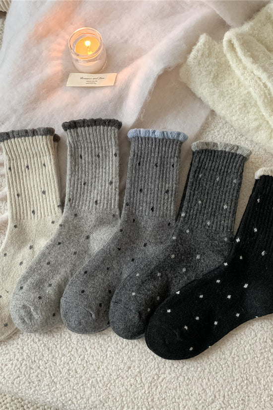 Cozy Polka Dot Ribbed Socks