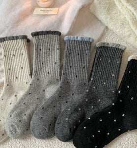 Cozy Polka Dot Ribbed Socks