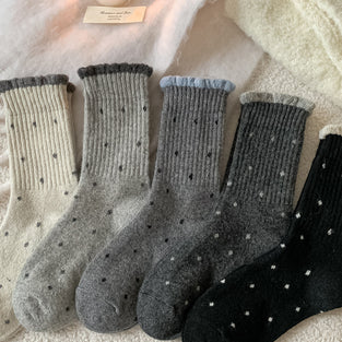 Cozy Polka Dot Ribbed Socks