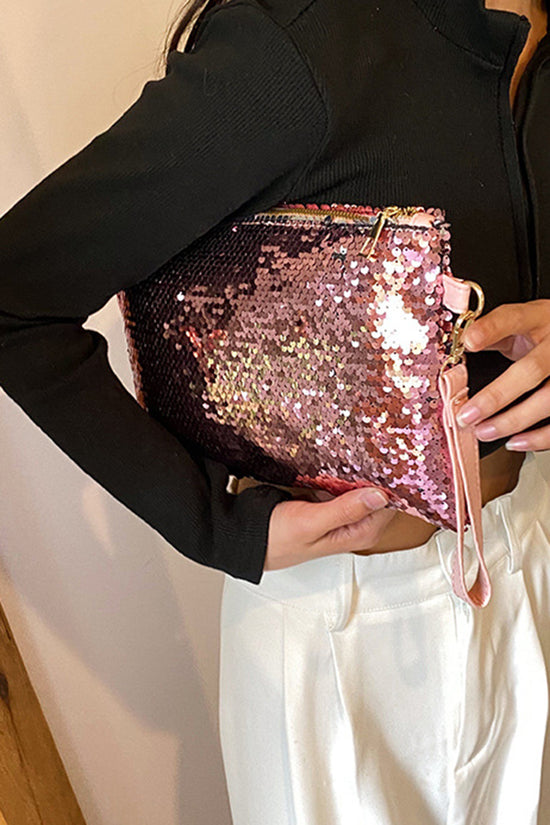 Sequin Clutch with Wrist Strap