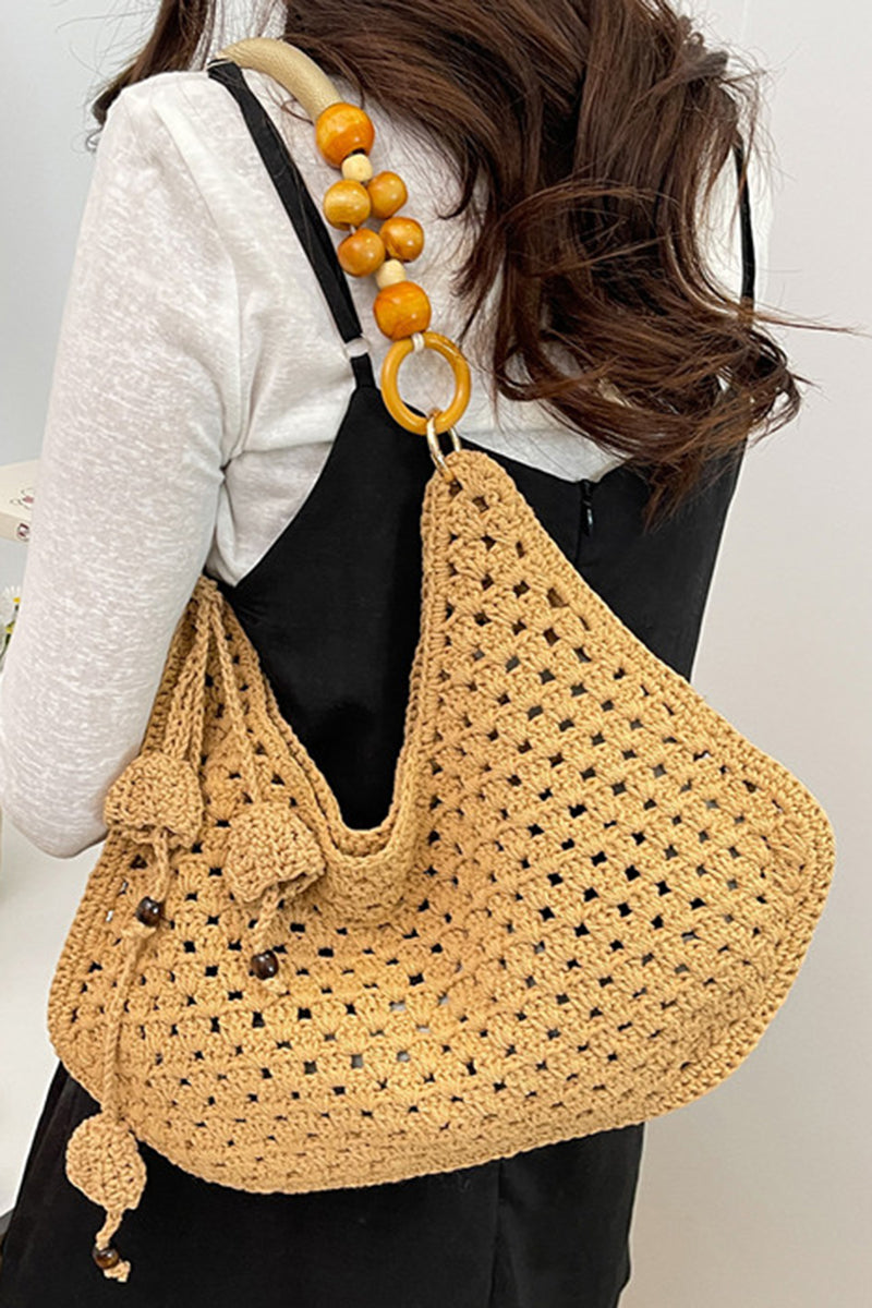 Chic Crochet Handbag with Beaded Handle