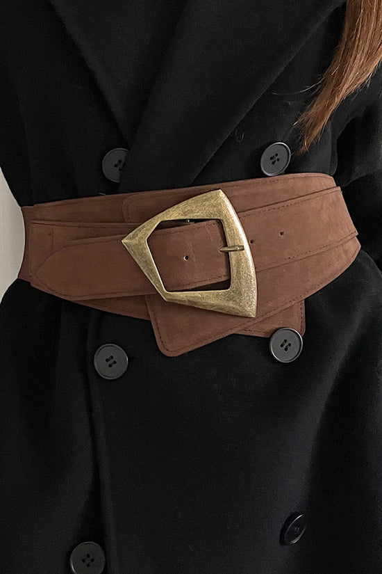 Stylish Wide Belt with Geometric Buckle