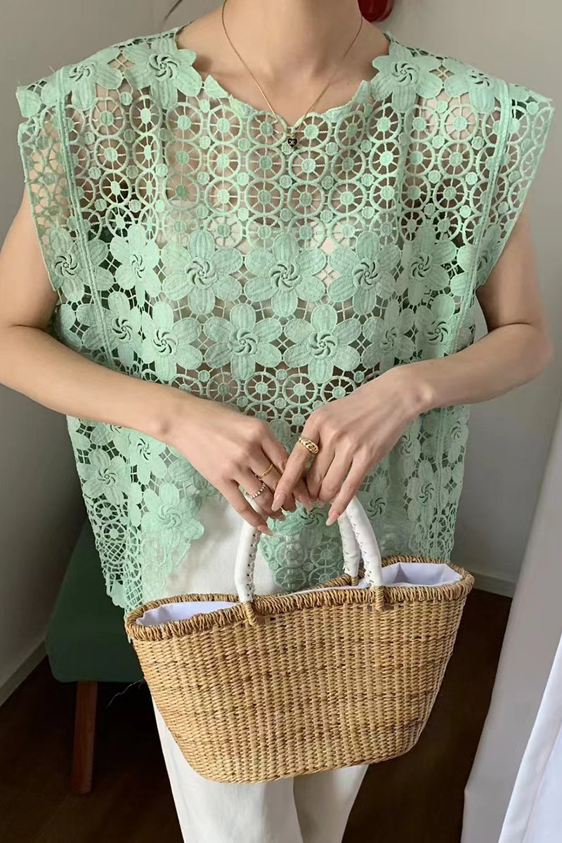 Sleeveless Crochet Tank Top