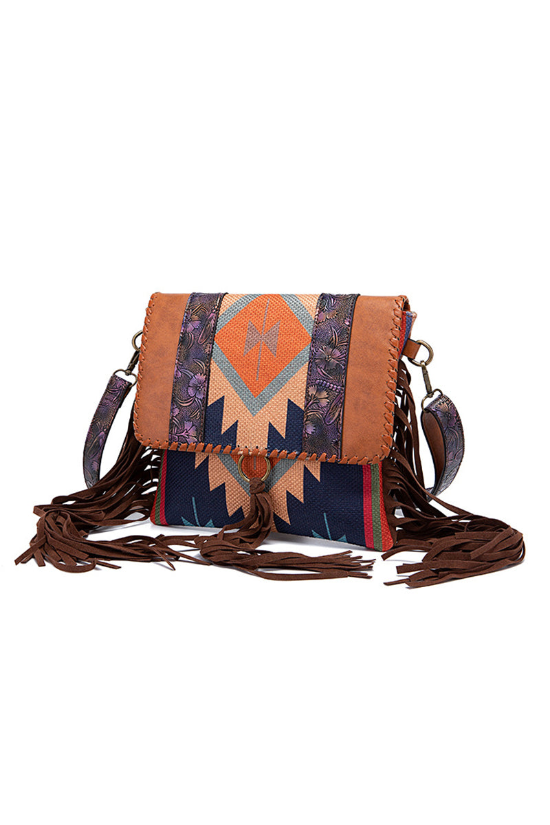 Geometric Fringe Crossbody Bag