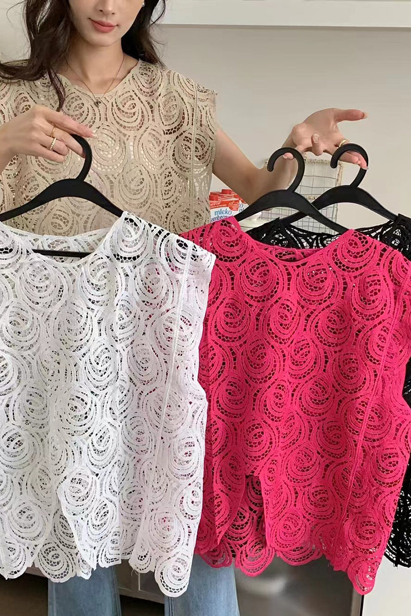 Intricate Sleeveless Lace Tank Top