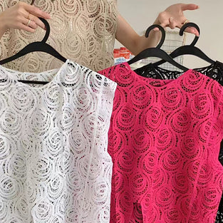 Intricate Sleeveless Lace Tank Top