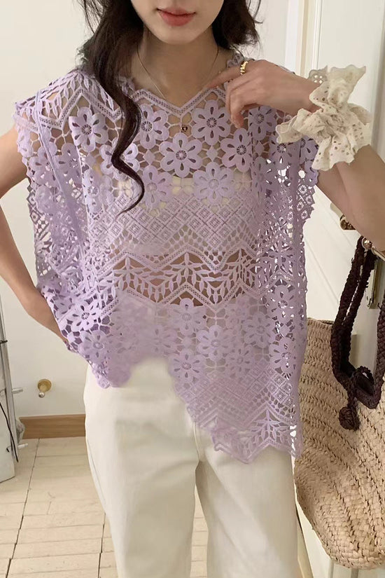 Floral Lace Sleeveless Tank Top