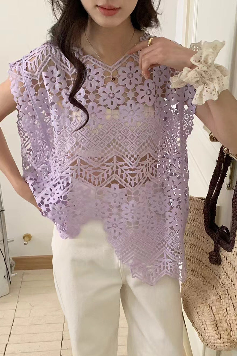 Floral Lace Sleeveless Tank Top
