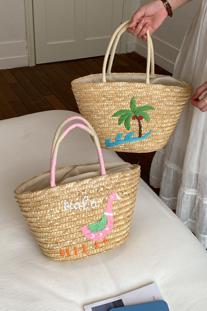 Straw Patterned Tote Bag