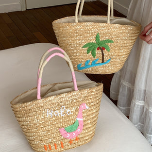 Straw Patterned Tote Bag