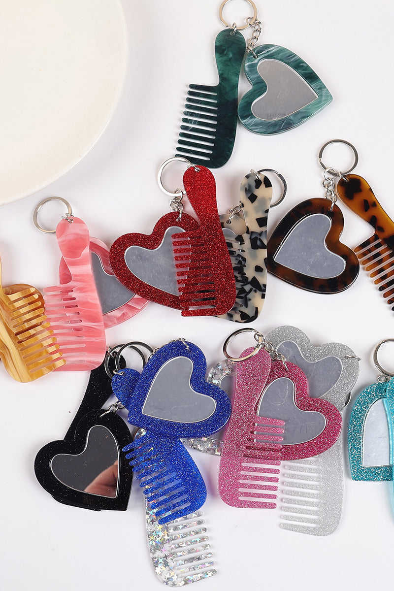 Heart and Comb Keychain Set
