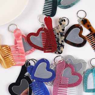 Heart and Comb Keychain Set