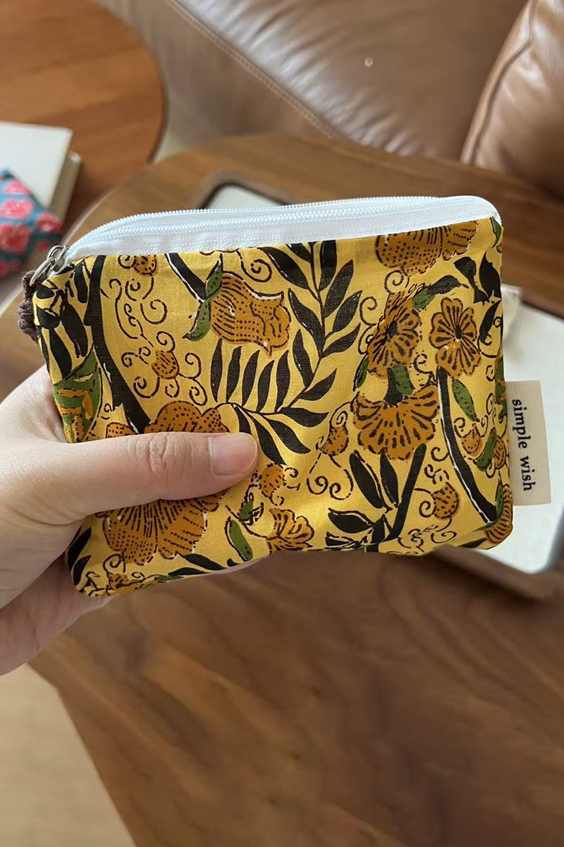 Floral Print Zipper Pouch
