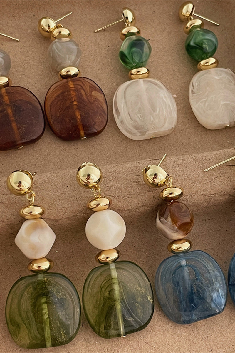 Geometric Gemstone Dangle Earrings
