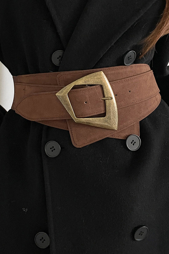 Stylish Wide Belt with Geometric Buckle