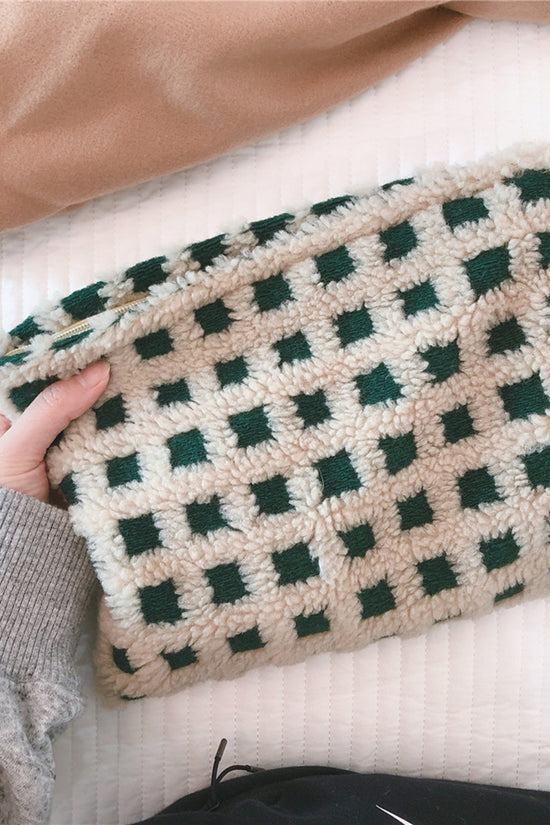 Textured Checkered Clutch Bag