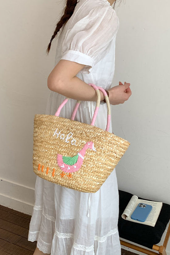 Straw Patterned Tote Bag