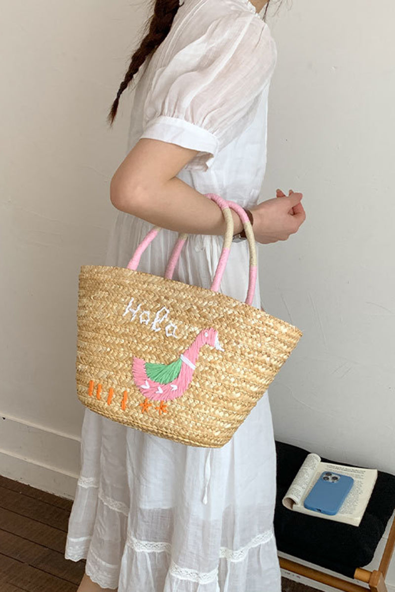 Straw Patterned Tote Bag